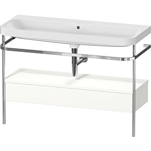 Combinaison lavabo pour meuble Duravit Happy D.2 Plus HP4844N36360000 117,5x49cm, avec console en métal, sans trou pour robinetterie, blanc