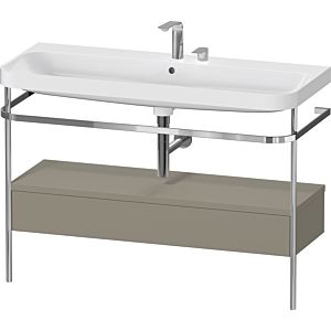 Duravit Happy D.2 Plus furniture washbasin combination HP4844E92920000 117.5x49cm, with metal console, 2 tap holes, stone gray satin matt