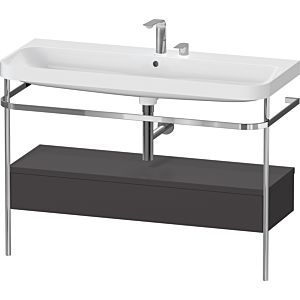 Duravit Happy D.2 Plus Möbelwaschtisch-Kombination HP4844E80800000 117,5x49cm, mit Metallkonsole, 2 Hahnlöcher, graphit supermatt