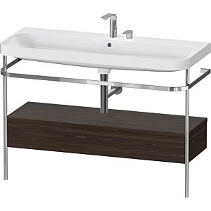 Duravit Happy D.2 Plus Möbelwaschtisch-Kombination HP4844E69690000 117,5x49cm, mit Metallkonsole, 2 Hahnlöcher, nussbaum gebürstet