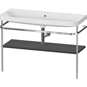 Duravit Happy D.2 Plus Möbelwaschtisch-Kombination HP4839N80800000 117,5x49cm, mit Metallkonsole, ohne Hahnloch, graphit supermatt