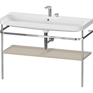 Duravit Happy D.2 Plus Möbelwaschtisch-Kombination HP4839E60600000 117,5x49cm, mit Metallkonsole, 2 Hahnlöcher, taupe seidenmatt