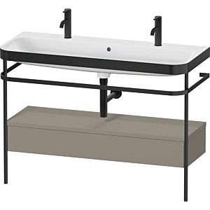 Duravit Happy D.2 Plus Möbelwaschtisch-Kombination HP4764O92920000 117,5x49cm, mit 1 Hahnloch, Metallkonsole, steingrau seidenmatt