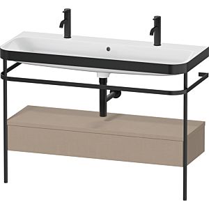 Combinaison lavabo pour meuble Duravit Happy D.2 Plus HP4764O75750000 117,5x49cm, avec 1 trou pour robinetterie, console en métal, lin
