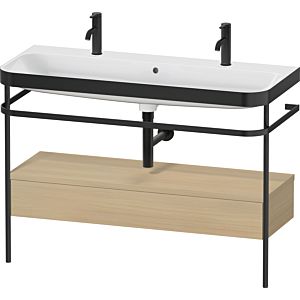 Duravit Happy D.2 Plus furniture washbasin combination HP4764O71710000 117.5x49cm, with 1 tap hole, metal console, Mediterranean oak