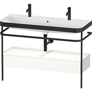 Duravit Happy D.2 Plus furniture washbasin combination HP4764O36360000 117.5x49cm, with 1 tap hole, metal console, white satin finish