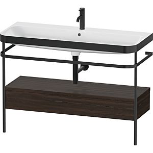 Duravit Happy D.2 Plus furniture washbasin combination HP4744O69690000 117.5x49cm, with metal console, 1 tap hole, brushed walnut