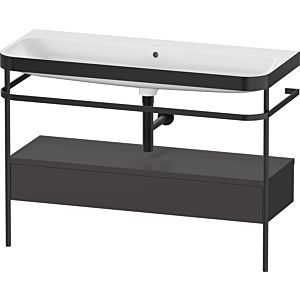 Duravit Happy D.2 Plus Möbelwaschtisch-Kombination HP4744N80800000 117,5x49cm, mit Metallkonsole, ohne Hahnloch, graphit supermatt