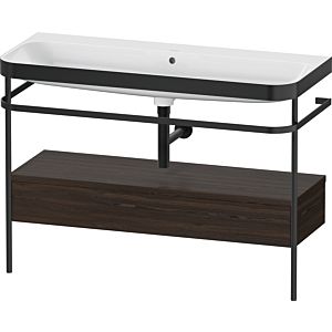 Duravit Happy D.2 Plus furniture washbasin combination HP4744N69690000 117.5x49cm, with metal console, without tap hole, brushed walnut