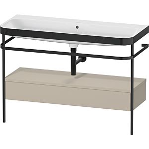 Duravit Happy D.2 Plus furniture washbasin combination HP4744N60600000 117.5x49cm, with metal console, without tap hole, taupe satin matt
