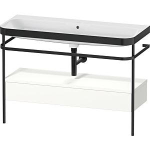 Duravit Happy D.2 Plus Möbelwaschtisch-Kombination HP4744N36360000 117,5x49cm, mit Metallkonsole, ohne Hahnloch, weiß seidenmatt