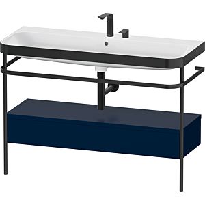Duravit Happy D.2 Plus furniture washbasin combination HP4744E98980000 117.5x49cm, with metal console, 2 tap holes, midnight blue satin finish