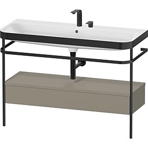 Duravit Happy D.2 Plus furniture washbasin combination HP4744E92920000 117.5x49cm, with metal console, 2 tap holes, stone gray satin matt