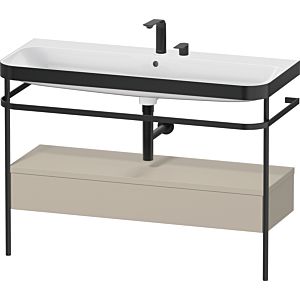 Combinaison lavabo pour meuble Duravit Happy D.2 Plus HP4744E60600000 117,5x49cm, avec console en métal, 2 trous pour robinetterie, finition satinée taupe