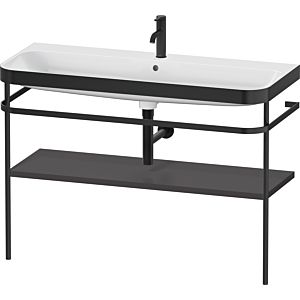Duravit Happy D.2 Plus combinaison lavabo pour meuble HP4739O80800000 117,5x49cm, avec console en métal, 1 trou pour robinet, graphite super mat
