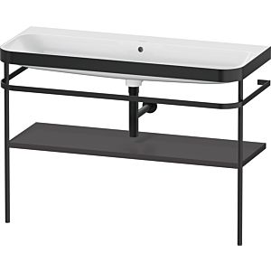 Duravit Happy D.2 Plus furniture washbasin combination HP4739N80800000 117.5x49cm, with metal console, without tap hole, graphite super matt