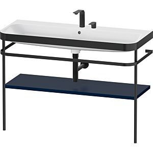 Duravit Happy D.2 Plus furniture washbasin combination HP4739E98980000 117.5x49cm, with metal console, 2 tap holes, midnight blue satin finish