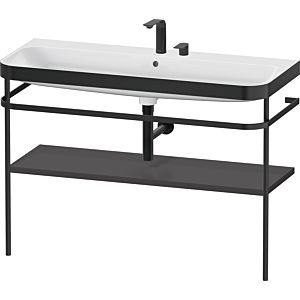 Duravit Happy D.2 Plus Möbelwaschtisch-Kombination HP4739E80800000 117,5x49cm, mit Metallkonsole, 2 Hahnlöcher, graphit supermatt