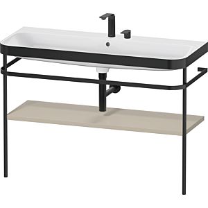 Duravit Happy D.2 Plus Möbelwaschtisch-Kombination HP4739E60600000 117,5x49cm, mit Metallkonsole, 2 Hahnlöcher, taupe seidenmatt