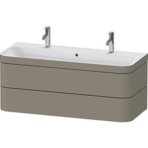Meuble sous-vasque Duravit Happy D.2 Plus HP4640O92920000 117,5x49cm, avec 1 trou pour robinetterie, 2 tiroirs, finition satinée gris pierre