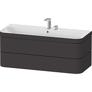 Duravit Happy D.2 Plus Möbelwaschtisch-Unterschrank HP4639E80800000 117,5x49cm, 2 Schubkästen, 2 Hahnlöcher, graphit supermatt