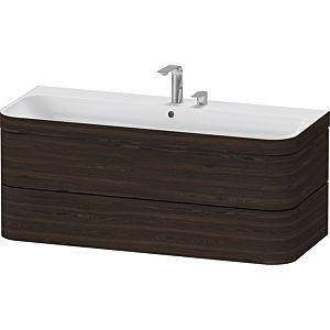 Duravit Happy D.2 Plus vanity HP4639E69690000 117.5x49cm, 2 drawers, 2 tap holes, brushed walnut