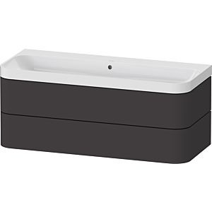 Duravit Happy D.2 Plus Möbelwaschtisch HP4349N80800000 117,5x49cm, 2 Schubkästen, ohne Hahnloch, graphit supermatt