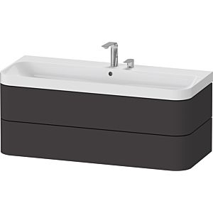 Duravit Happy D.2 Plus vanity HP4349E80800000 117.5x49cm, 2 drawers, 2 tap holes, graphite super matt