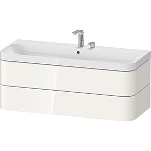 Duravit Happy D.2 Plus HP4349E22220000 117,5x49cm, 2 tiroirs, 2 trous pour robinet, blanc brillant
