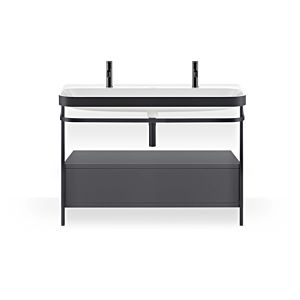 Duravit Happy D.2 Plus furniture washbasin combination HP4764O80800000 117.5x49cm, with 1 tap hole, metal console, graphite super matt