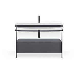 Duravit Happy D.2 Plus furniture washbasin combination HP4744O80800000 117.5x49cm, with metal console, 1 tap hole, graphite super matt