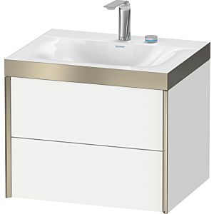 Duravit XViu Waschtisch-Unterschrank XV4614EB118P 60x48cm, 2 Schubkästen, 2 Hahnlöcher, champagner matt, Rahmen P, weiß matt