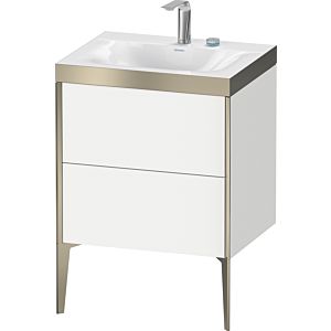 XViu Duravit vasque XV4709EB118P 60x48cm, 2 coulissants, 2 trous pour robinetterie, champagne mat, Cadres P, blanc mat