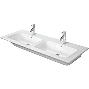 Duravit Me by Starck Furniture Double Washbasin 233613AC00 130x49cm, 2 tap holes, with overflow, tap platform, white satin finish, Durashield