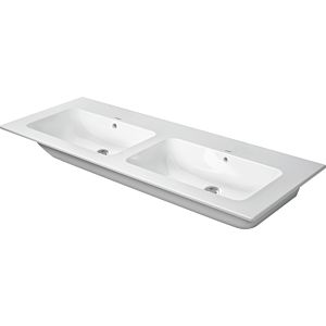 Duravit Me by Starck furniture double washbasin 2336133260 130x49cm, without tap hole, with overflow, tap hole bank, white satin finish