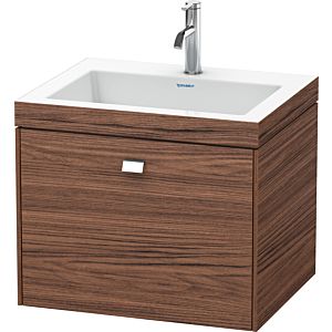 Duravit Brioso Waschtisch c-bonded mit Unterbau BR4600O1021 60x48, Nussbaum Dunkel/Chrom, 1 Hahnl.