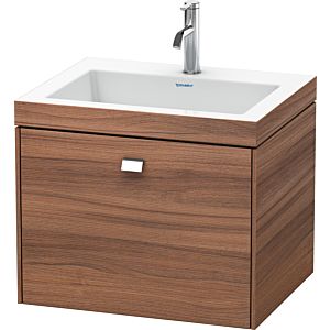 Duravit Brioso Waschtisch c-bonded mit Unterbau BR4600O1079, 60x48, Nussbaum Natur/Chrom, 1 Hahnl.