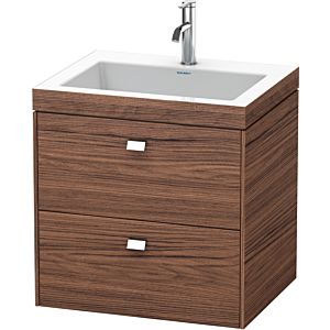 Duravit Brioso c-bonded Waschtisch mit Unterbau BR4605O1021 60x48, Nussbaum Dunkel/Chrom, 1 Hahnl.