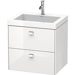 Duravit Brioso c-bonded Waschtisch mit Unterbau BR4605O1022, 60x48cm, Weiß Hochgl./Chrom, 1 Hahnl.