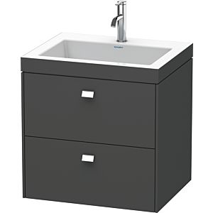 Duravit Brioso c-bonded Waschtisch mit Unterbau BR4605N1049, 60x48cm Graphit Matt/Chrom, o. Hahnl.