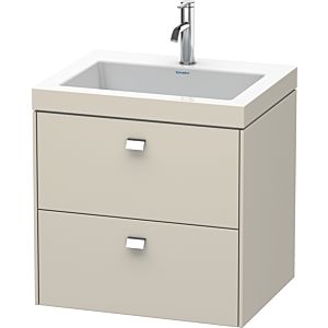 Duravit Brioso c-bonded Waschtisch mit Unterbau BR4605O1091, 60x48cm, Taupe/Chrom, 1 Hahnloch