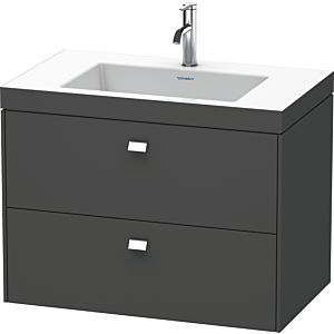 Duravit Brioso c-bonded Waschtisch mit Unterbau BR4606N4949, 80x48cm, Graphit Matt, ohne Hahnloch