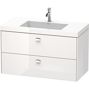 Duravit Brioso c-bonded Waschtisch mit Unterbau BR4607O1022, 100x48cm Weiß Hochgl./Chrom, 1 Hahnl.