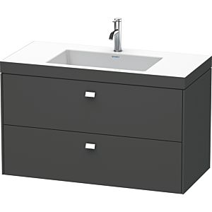 Duravit Brioso c-bonded vasque avec soubassement BR4607N4949, 100x48cm, Graphite Mat , sans trou pour robinetterie