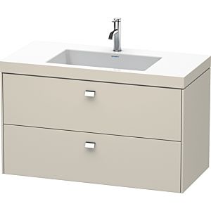 Duravit Brioso c-bonded washbasin with substructure BR4607O1091, 100x48cm, Taupe / chrome, 2000 tap hole