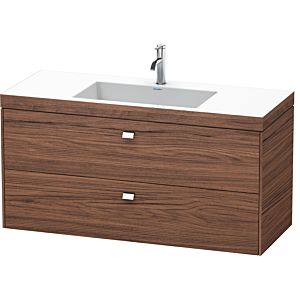 Duravit Brioso c-bonded washbasin with base cabinet 120 cm BR4608O1021 Washbasin set, 1 tap hole, 120x48 cm, Dark Walnut/Chrome