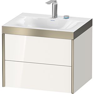 Duravit XViu Waschtisch-Unterschrank XV4614EB122P 60x48cm, 2 Schubkästen, 2 Hahnlöcher, champagner matt, Rahmen P, weiß hochglanz