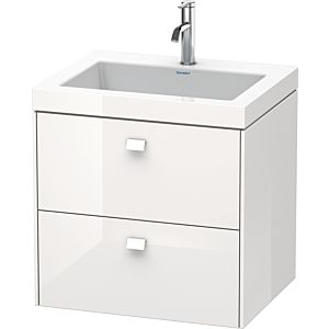 Duravit Brioso c-bonded Waschtisch mit Unterbau BR4605O2222, 60x48cm, Weiß Hochglanz, 1 Hahnloch
