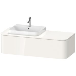 Duravit Happy D.2 Plus vanity unit HP4942L2222 130x55cm, 1 pull-out, for countertop basin, basin left, white high gloss