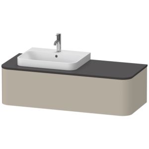Duravit Happy D.2 Waschtisch-Unterschrank HP4942L6060 35,4 x 130 x 55 cm, 1 Auszug, für Aufsatzbecken, links, taupe seidenmatt